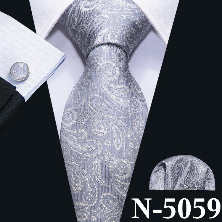 Barry.Wang Floral Ties for Men Woven Paisley Wedding Necktie Handkerchief Cufflinks Formal Casual Set