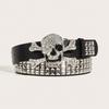 1pz Cintura Uomo Punk Scuro Fibbia Teschio Borchie Versatile Decorativa per Jeans