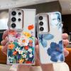 Colorful Flowers Print Case For Samsung S26 S25 Ultra S24 FE S23 Plus S22 S21 A15 A16 A17 A35 A36 A37 A54 A55 A56 A57 5G Plating Lens Soft Cover