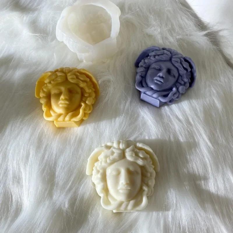 2D Medusa Head Silicone Candle Mold DIY Greek Figure Sculpture Plaster Crystal Resin Casting Molds Hand Soap Making Tools