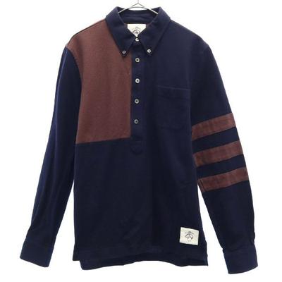 Brooks Brothers BLACK FLEECE Koszulka polo z długim rękawem BB1 Granatowa x fioletowa Męska Używana