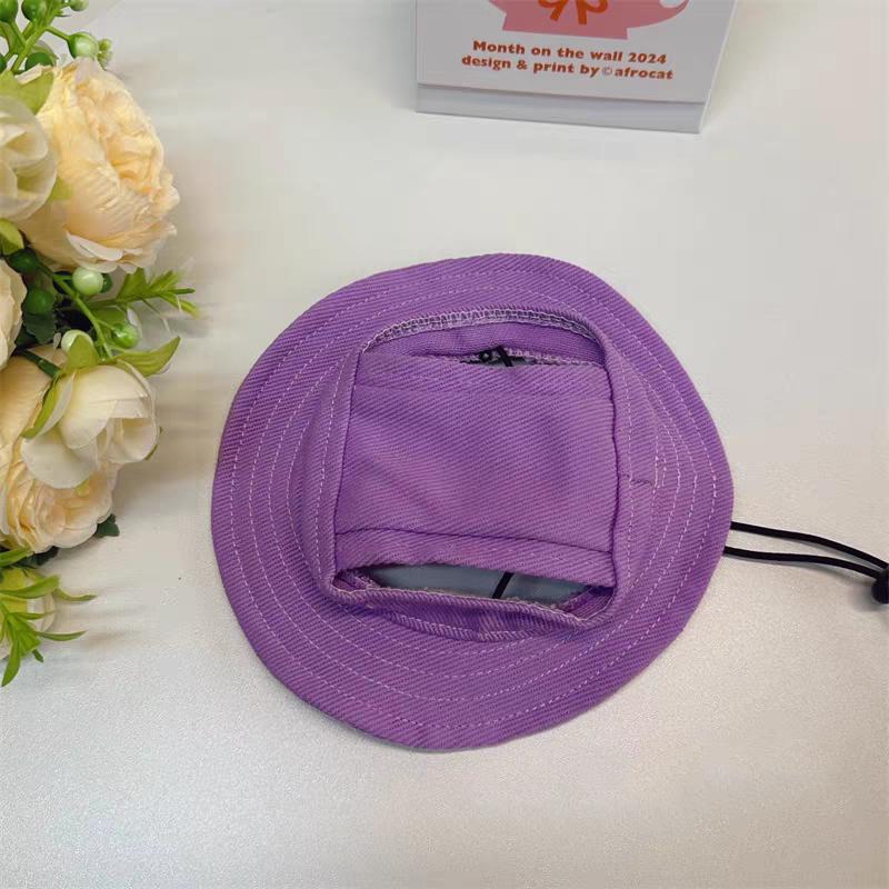 Solid Color Pet Summer Hat Sun Block Outdoor Camping Soft Adjustable Cotton Fisherman Hat for Cats Dogs S M L 1PC MOQ