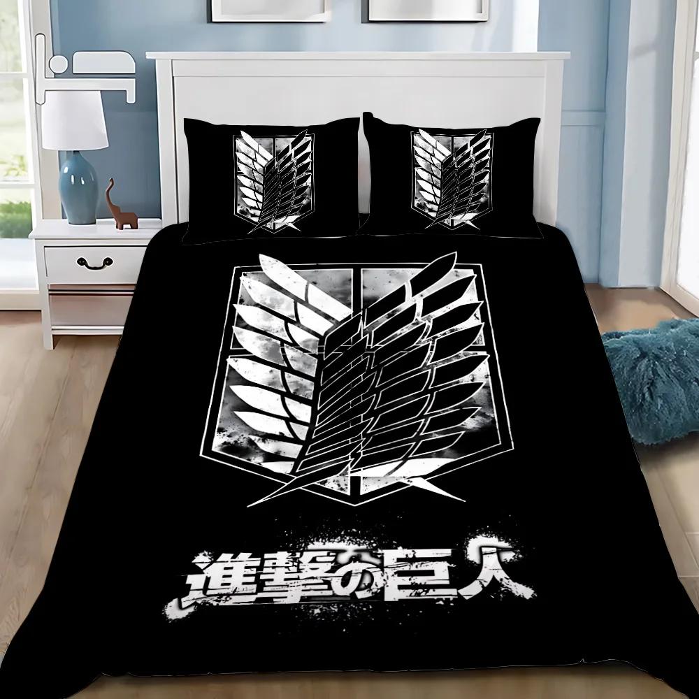 Cartoon Anime Attack On Titan Duvet Cover Pillowcase Bedding Set Adult Boy Girl Bedroom Decoration Children Single Double Size