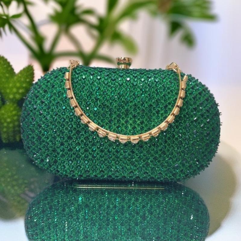 Gold Sparkling Rhinestone Clutch: Elegant Women's Evening Handbag with Diamond Detailing