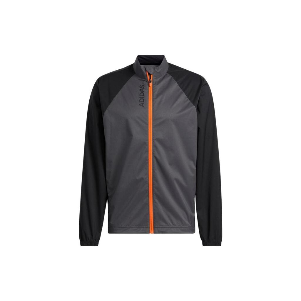 Adidas Color-blocked Golf Sports Water-Repellent Long Sleeve Jacket Men Outerwear Gray Black HF9187