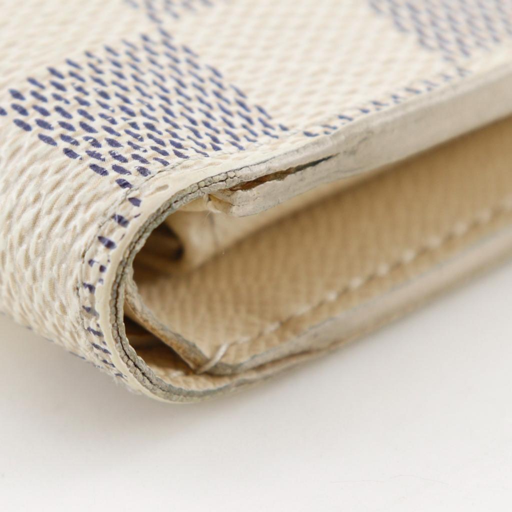 Louis Vuitton Portefeiulle Marco Bi-Fold Wallet N60018 White Damier Azur Canvas Unisex Used