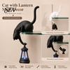 Decorazione Comodino Rustico Gatto Appeso Stampato 3D con Lanterna Scaffale Decorazione, Carino Che Spia Regali Pensierosi per Amici Statua da Bordo, Gancio Chiave