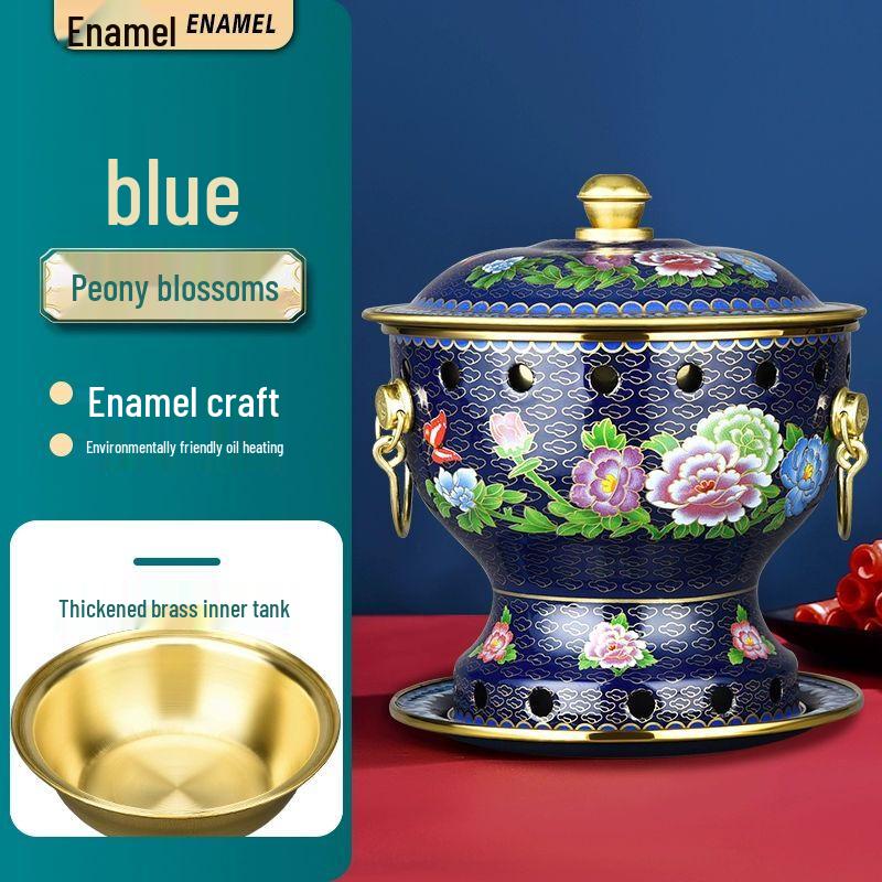 Single-Person Thickened Pure Copper Enamel Alcohol Hot Pot