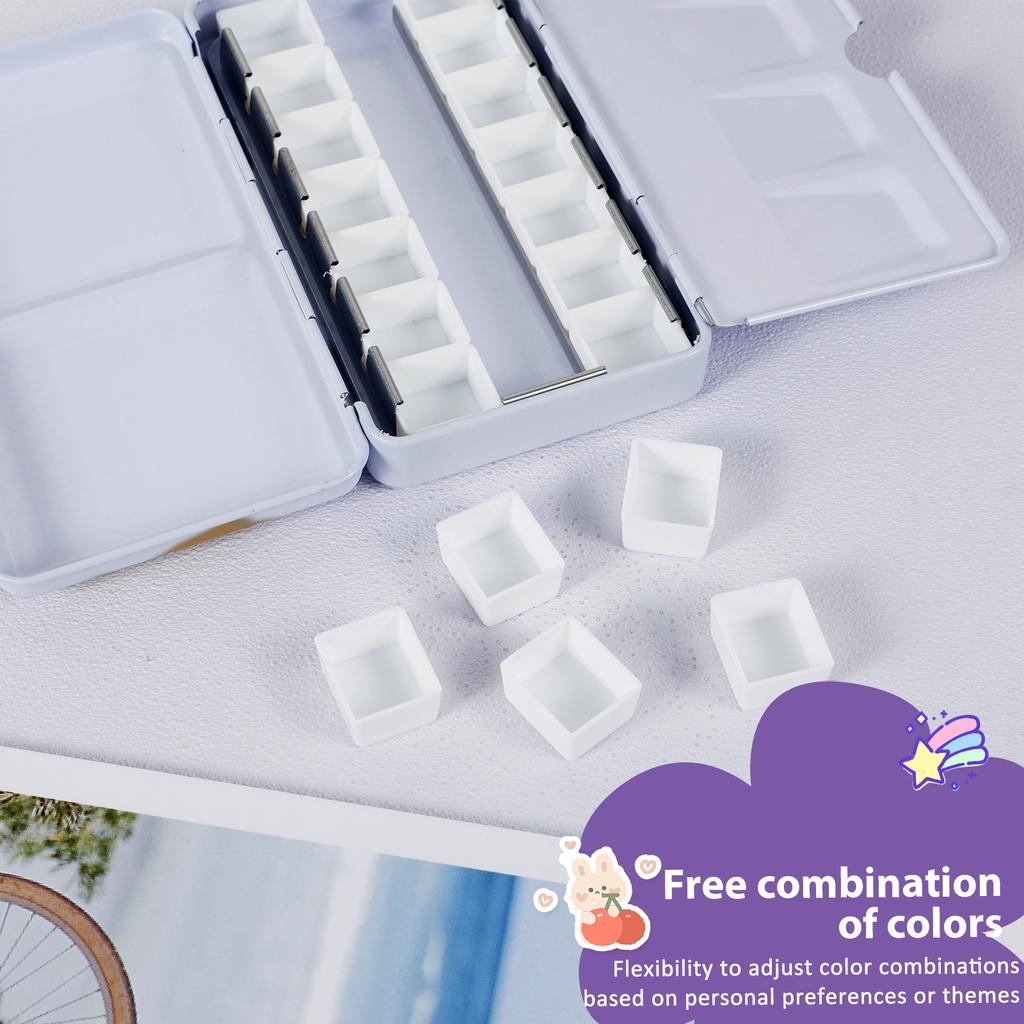 Empty Watercolor Palette with 52 Detachable Half Pans Compact Portable Paint Tray Watercolor Paint Plate Box for DIY Artist