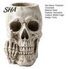 Small Fern Planting Pot Gothic Skull Planter with Middle Finger Design, Resin Skeleton Flower Creative Art Decor for Succulents, Funny Plant Ornament