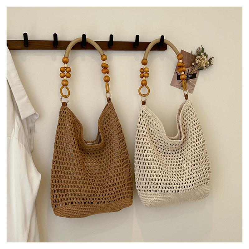 Summer Beach Bag, New Large Capacity Hollow Woven Shoulder Bag, Hand-held Straw Woven Tote Bag