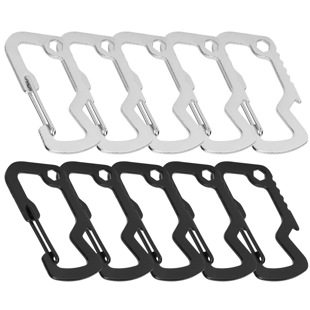 Multifunktionale D-förmige Schnalle Edelstahl Karabiner Flaschenöffner Federhaken