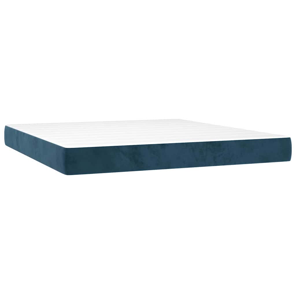 Box Spring Bed with Mattress Dark Blue 180 x 200 cm Velvet