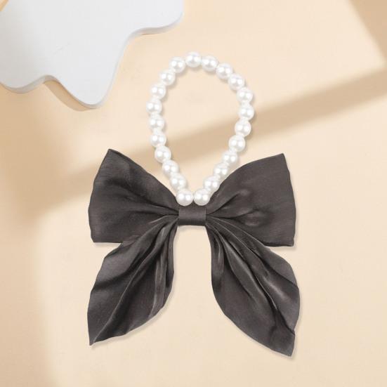 Pet Cat Dog Collar Lovely Red/Black Large Bow Collar Elastic Faux Pearl Necklace Pet Fashion Neck Decorative Accessories for Kitten Puppy
