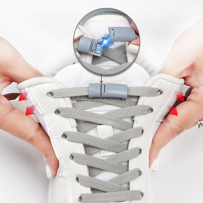 New Magnetic Lock Buckle Shoelace Small White Sneakers Shoes Lace Children Adult Elastic Shoelaces Free Tie Artifact Accessories