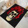 Skull Rose Printed Flannel Non-slip Carpet Suitable for Living Room and Bedroom