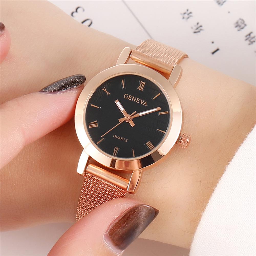 Buy Simple Roman Numeral Time Quartz Watch Women Fashion Alloy Mesh