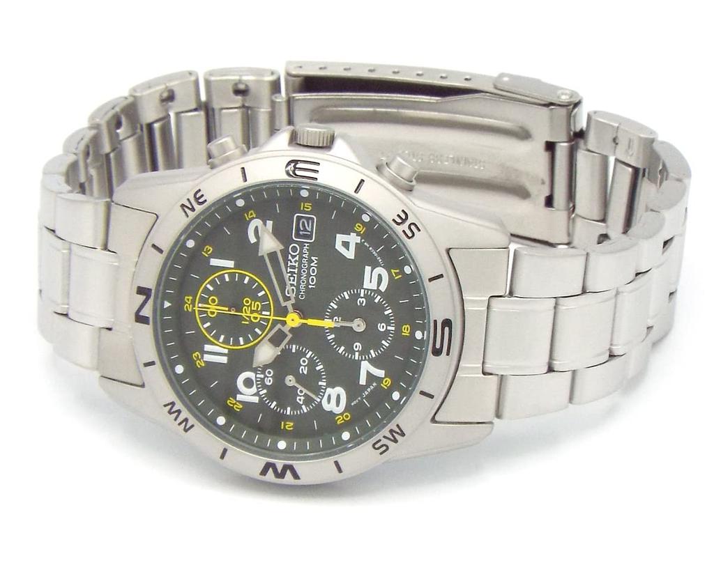 Seiko Men's Chronograph Watch SND377P Military Style Khaki Yellow Genuine Imported