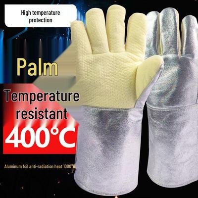 Gants BBQ et de Cuisson Résistants à la Chaleur 500°F, Doublure en Aluminium, Anti-Ébouillantage, Conception Épaissie à Cinq Doigts
