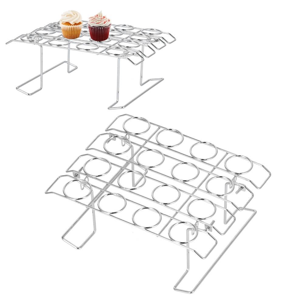 Stainless Steel Cupcake Cone Rack 16 Holes Cupcake Display Stand Ice Cream Cone Holder Display Use