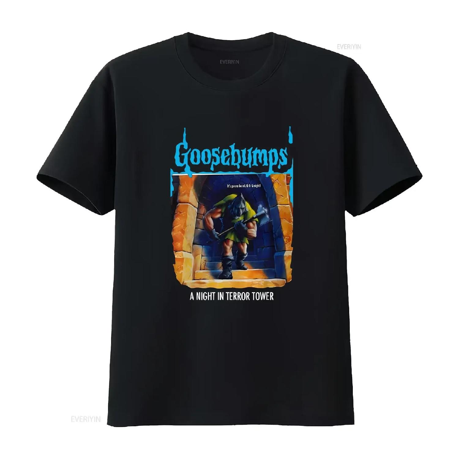 Horror Goosebumps A Night in Terror Tower T Shirt Full Size S 5XL vintage Washed Slightly Stylish Versatile Comfortable S чёрный