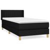 3130403 vidaXL Lit à sommier tapissier avec matelas Noir 90x200 cm Tissu