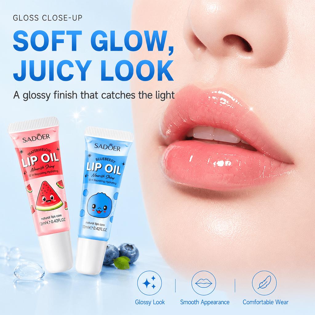 12ml Watermelon/Lemon/Blueberry Lip Oil, Moisturizing Lip Balm, Prevents Dryness And Peeling, Fades