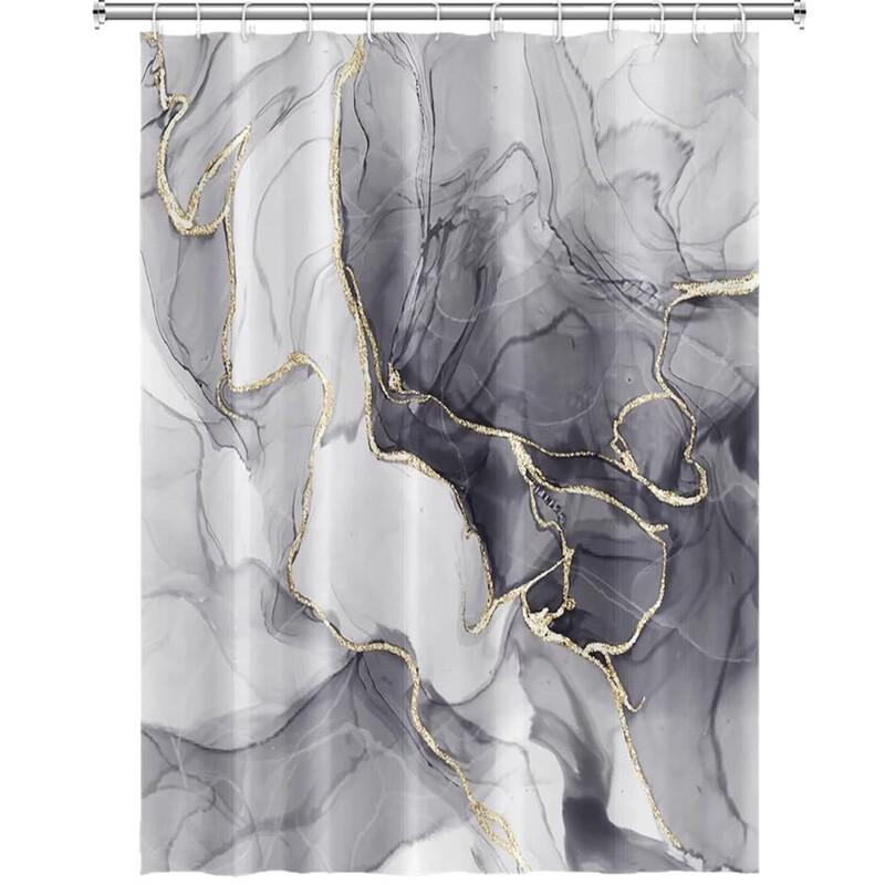 Handon Modern Gradient Marble Waterproof Shower Curtain