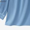 ZANZEA Women Casual Round Neck Solid Color 3/4 Sleeve Loose Blouse