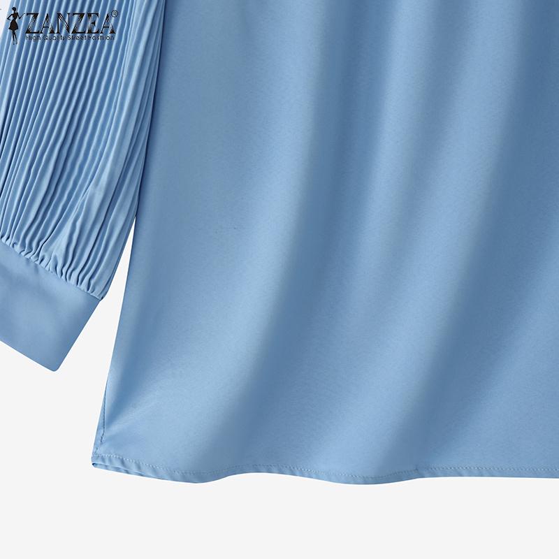 ZANZEA Women Casual Round Neck Solid Color 3/4 Sleeve Loose Blouse