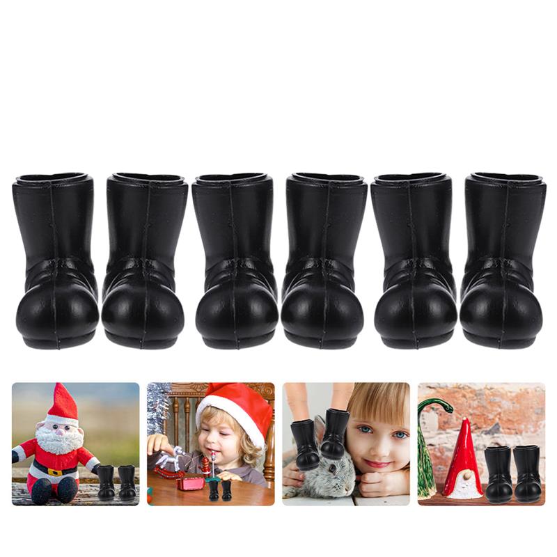 

3 Pairs Plastic Mini Christmas Boots Child Baby Toys Small Gnomes Shoes Miniature Santa Claus Decoration Figurines Mini House 3X2.9CM