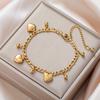 My Shape Heart Charms Beads Bracelets for Women Love Heart Pendants Hand Chain Stainless Steel Jewelry Valentine's Day Gifts