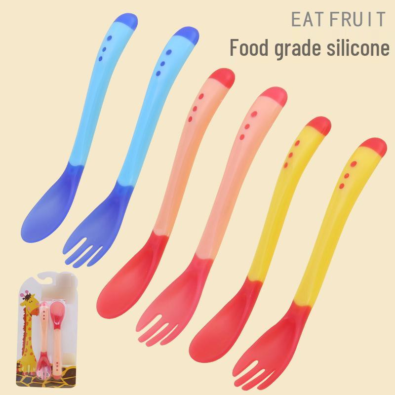 

Набор детских ложек и вилок Xunyi с термочувствительностью и изменением цвета Blue Fork + Spoon