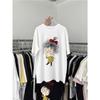 Pure Cotton Round Neck Short-sleeved T-shirt Women's 2025 New Casual Lazy Style Cartoon Printed T-shirt Top Tide
