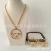 Xiangjia Stainless Steel Double C Necklace & Earrings Set