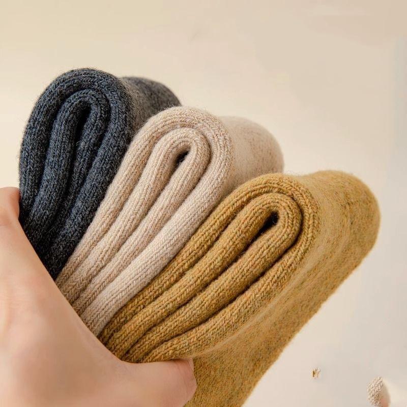 Thick and Warm Fleece-lined Thick Socks for Men, Mid-calf Socks, Winter Warmest Wool Socks, Mid-calf Woolen Tube Socks