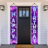 1Set Neon Happy Birthday Banner Couplet Porch Backdrop, Music Theme Party Decor & Photo Props for Birthday Party Favors