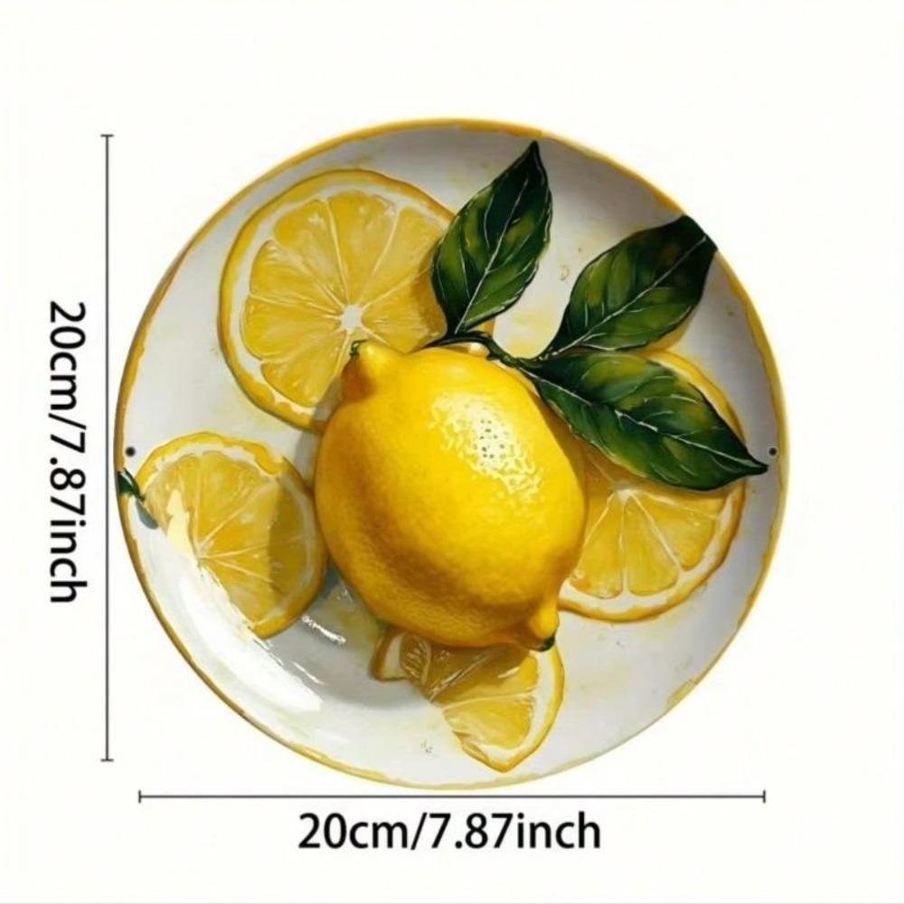 Metal Wall Art Vintage Lemon Green Leaf Kitchen Wall Decor Home Bedroom Dorm Bathroom
