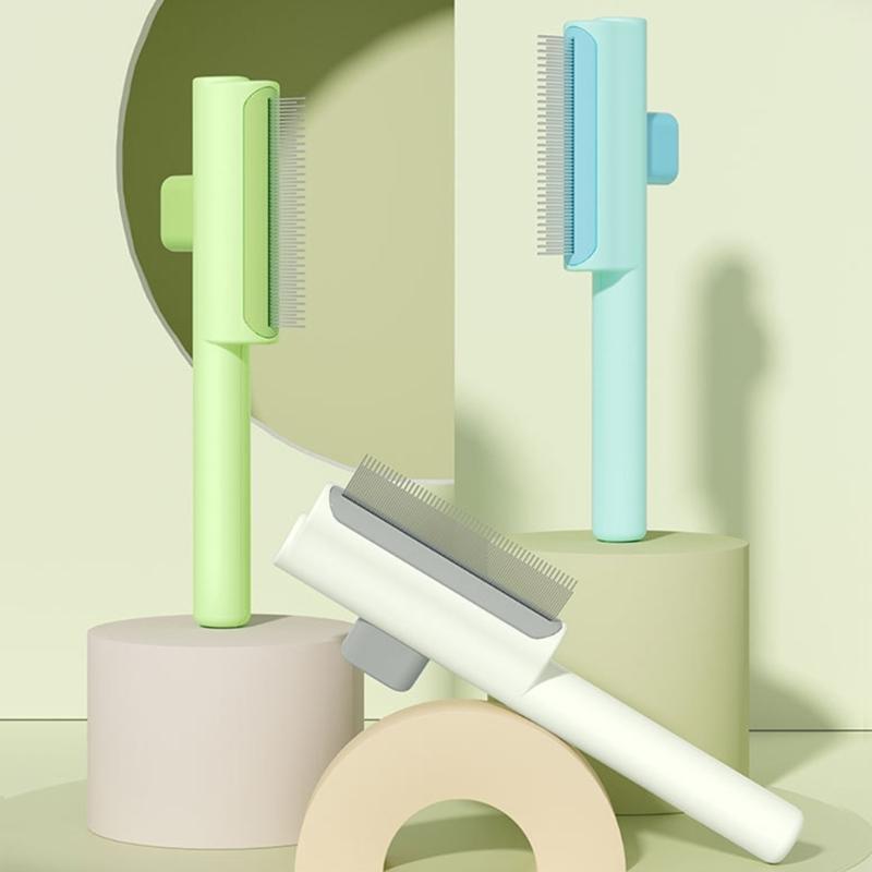 Cats Grooming Brush With Release Button Pet Hair Removal Comb For Short Long Hair Cats Massaging Shedding Cleaning Tool