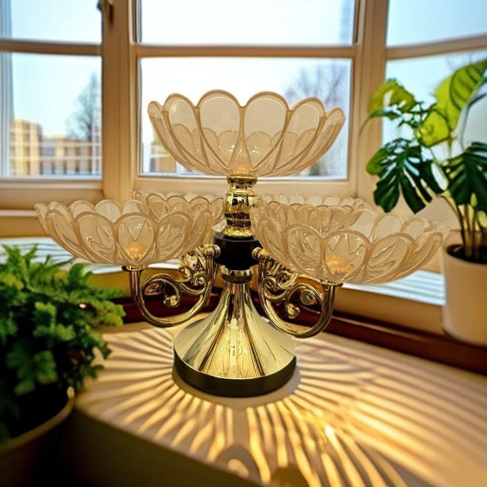 Light Luxury Rotating Fruit Tray Flower Shaped Snack Dessert Plate Fruit Plate Stand  Home Decor