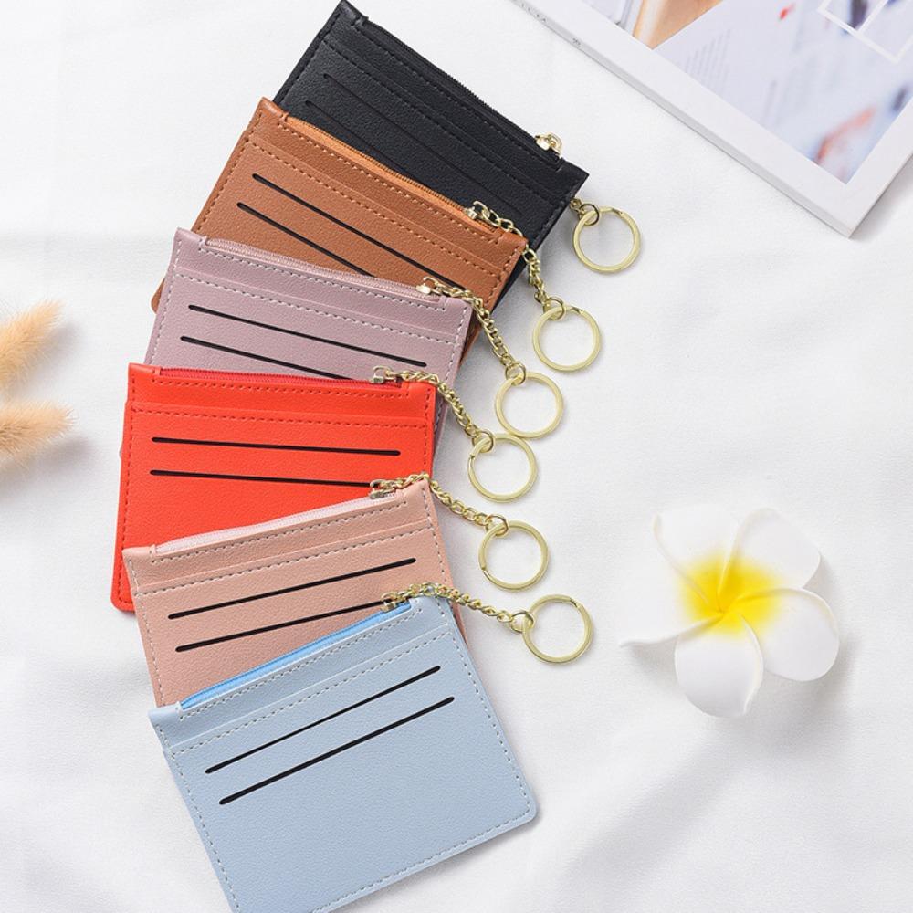 

Solid Color Leather Coin Purse PU Leather Short Wallets Fashion ID Credit Card Holder Travel
