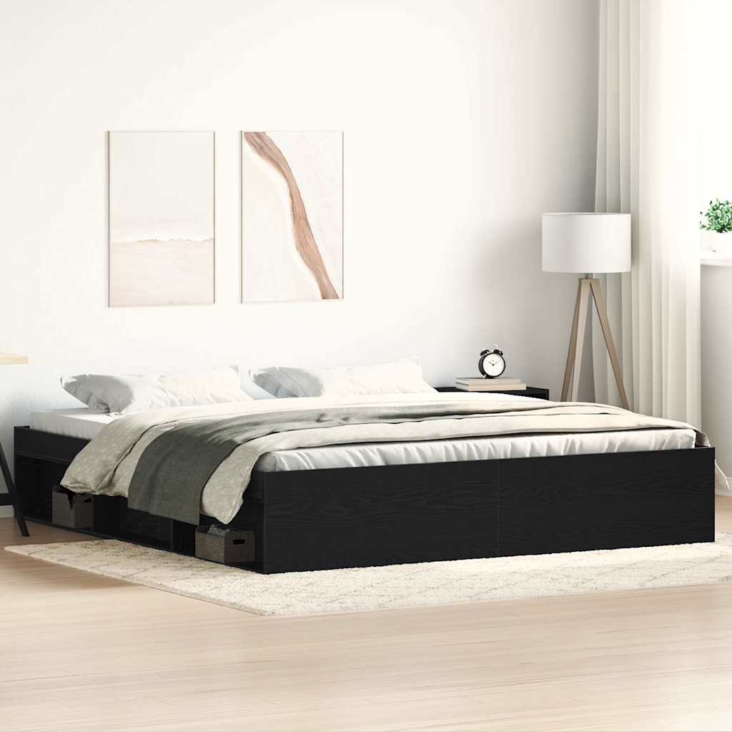 Bed Frame without Mattress Black Oak Look 200x200 cm