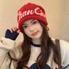 Printing Pattern Letter Beanie Knitted Cap For Women Windproof Warm Breathable