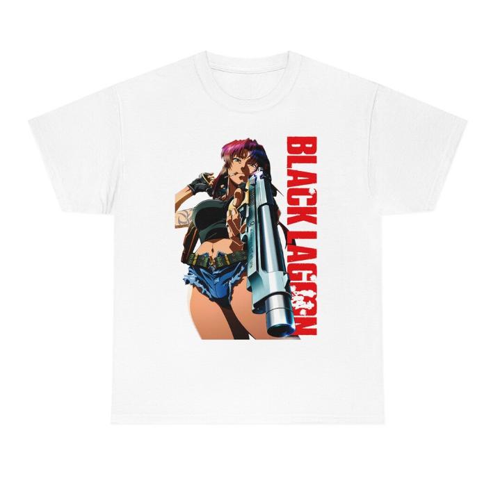 

2026 Japanese Anime Black Lagoon T Shirt Revy Graphic Printed Sleeve Casual Fashion Vintage Crew Neck Unisex Women EU Size T Shirt 4XL