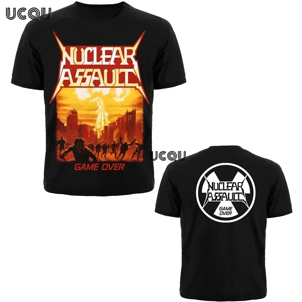 

Хлопковая футболка с принтом Nuclear Assault Game Over, ретро, хип-хоп, рок-группа, с коротким рукавом, повседневная, универсальная, мужская и женская футболка 2XL