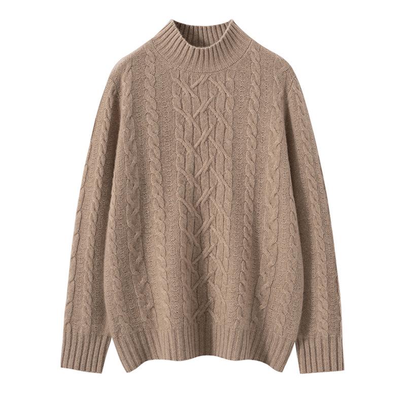 High Neck Cashmere Knit Women's Slimming Sweater - Autumn & Winter Fashion