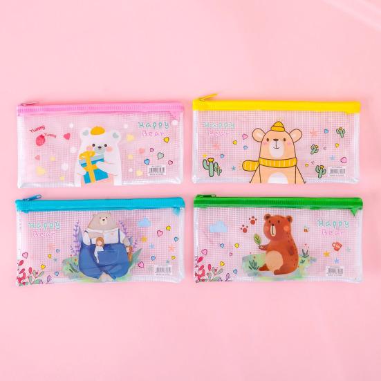 Clear Mesh Pencil Case with Zipper Large Capacity Transparent Stationery Bag for Students Exam Compliant Portable Multi-Purpose Makeup Travel