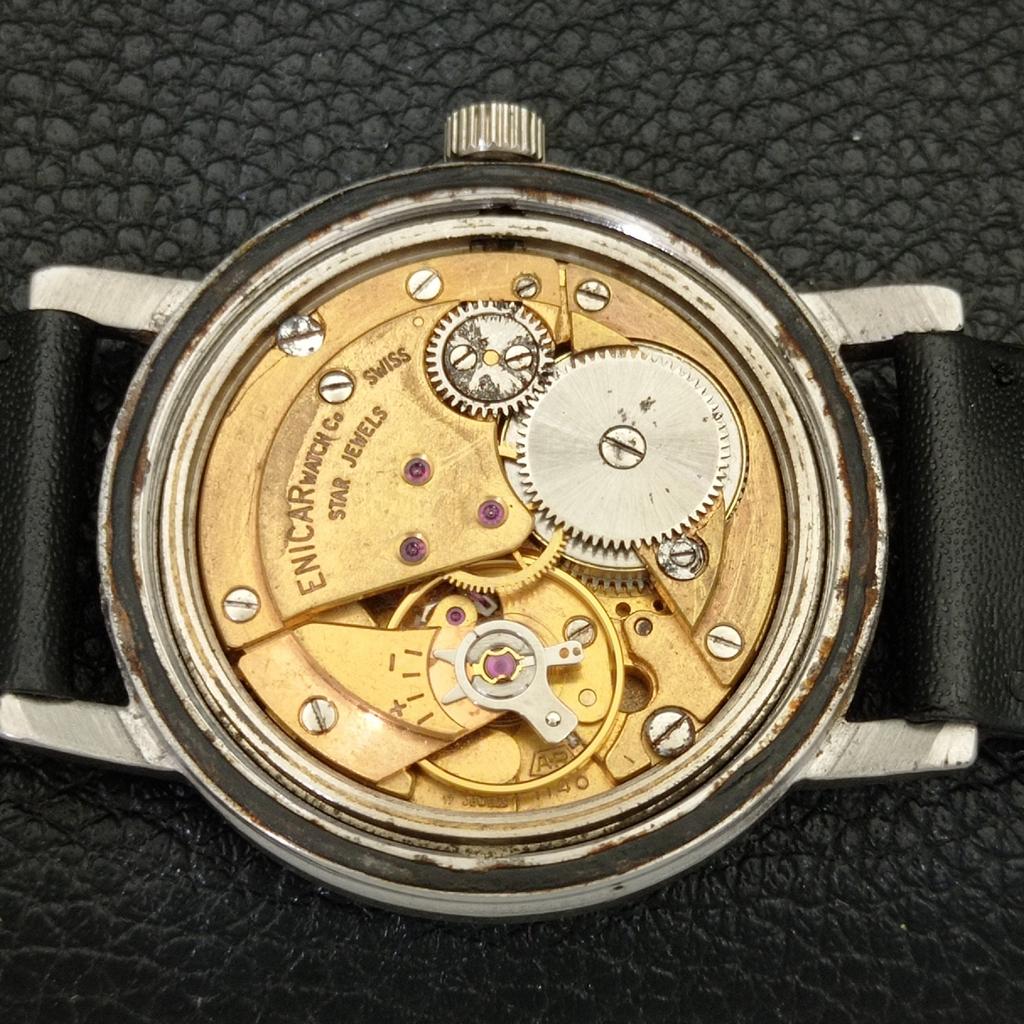 VINTAGE ENICAR STAR JEWELS HAND-WINDING 1140 SWISS MENS GREEN WATCH A702041-5 R208-a702041