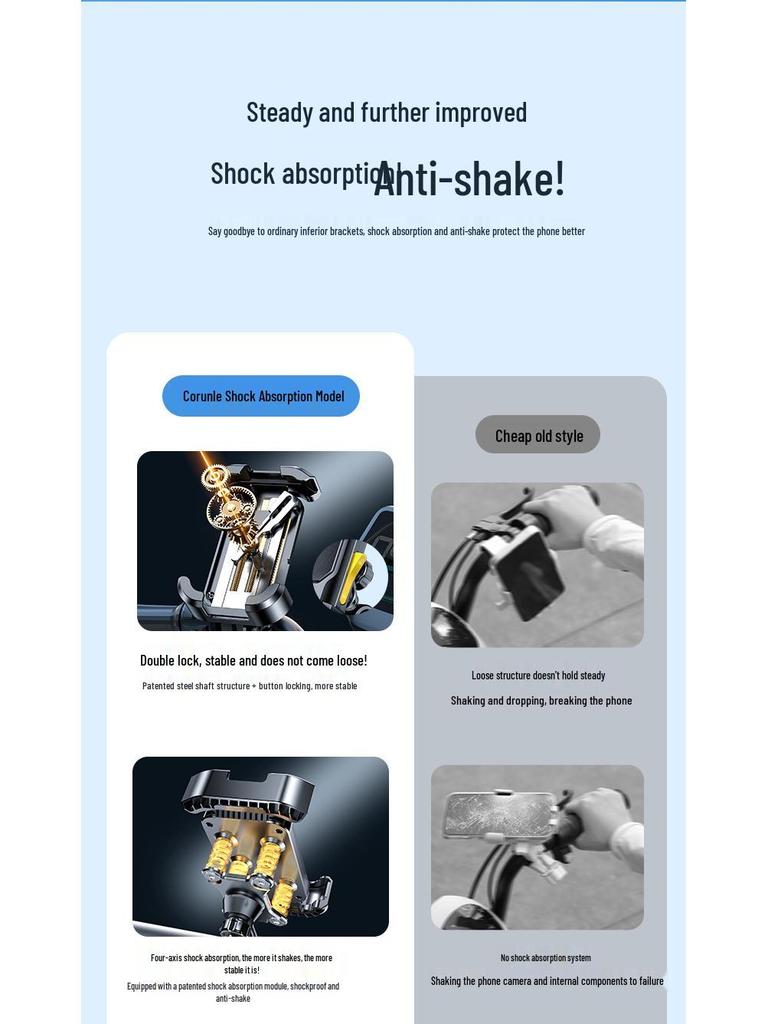 2026 Shockproof Electric Vehicle Phone Mount: Anti-shake Rearview Mirror Style Cycling Bracket