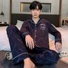 Men Pajama Sets Cotton Pijama Turn-down Collar Sleepwear Long Sleeve Spring Nightwear Male 2 Pieces Set Homewear